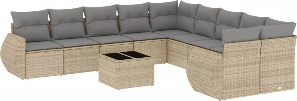 vidaXL Set canapele de grădină cu perne, 11 piese, bej, poliratan
