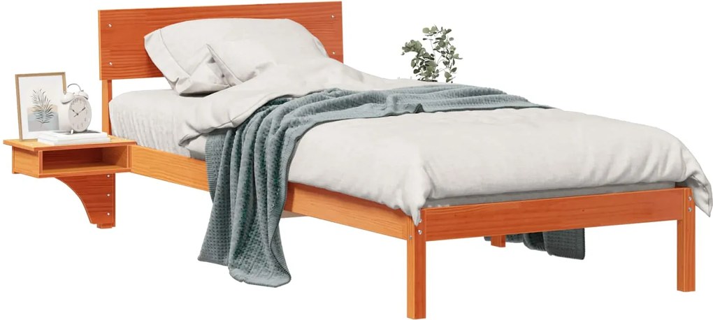 vidaXL Cadru de pat Maroniu cerat 90 x 200 cm Lemn de pin masiv