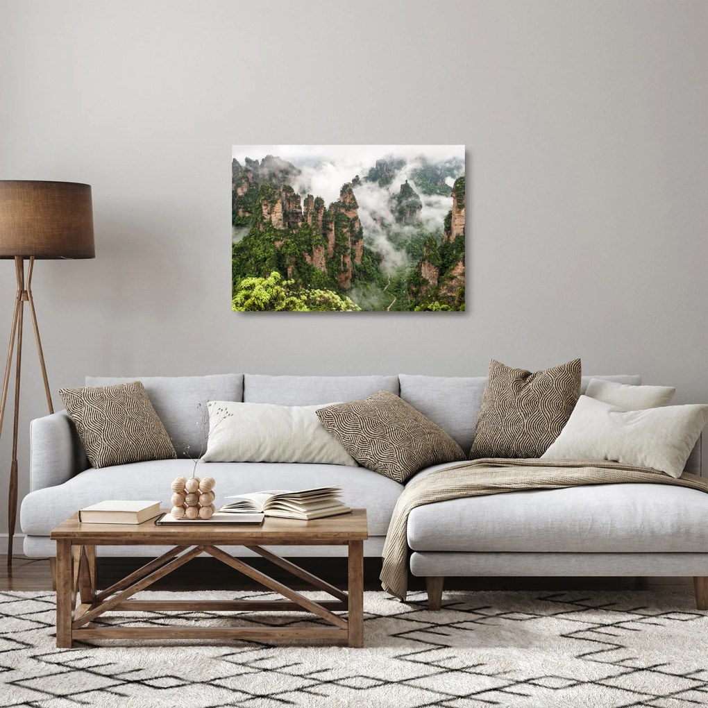 Tablou pe sticlă - Parcul Național Zhangjiajie, China (70x50 cm)