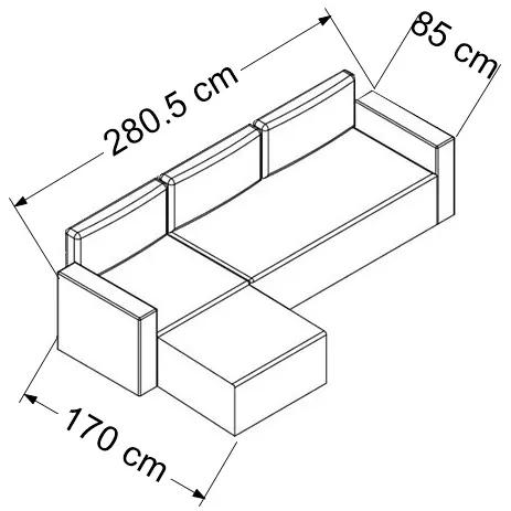Canapea 3 locuri fara spatar - royal (280.5)