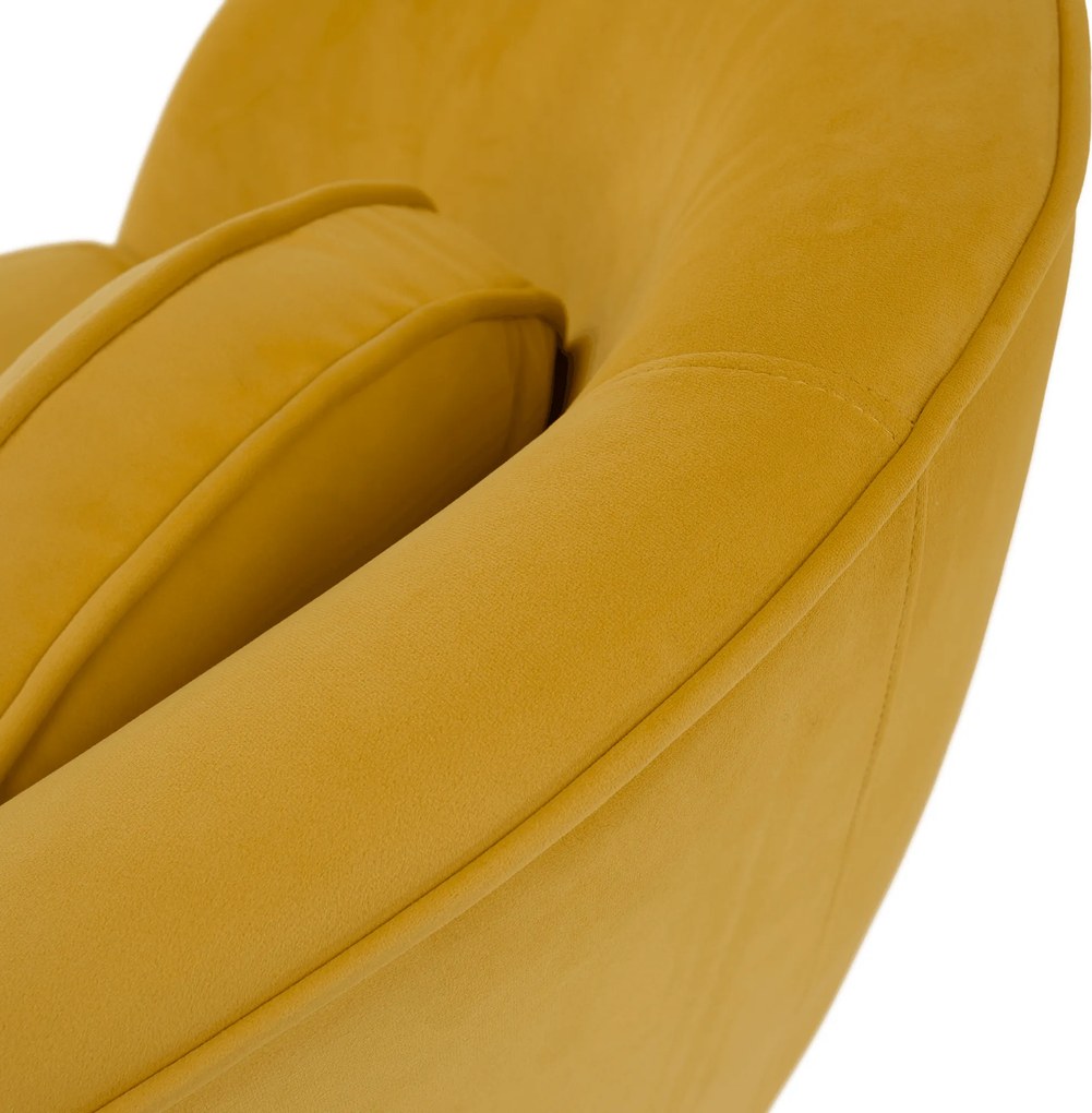 Canapea cu 3 locuri de design, ţesătură Velvet galbenă/gold crom auriu, EZIO TYP 3