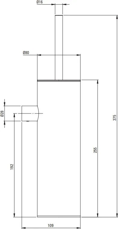 ROUND - Perie Toaletă, Montare pe Perete Finisaj: Negru ADR_N721