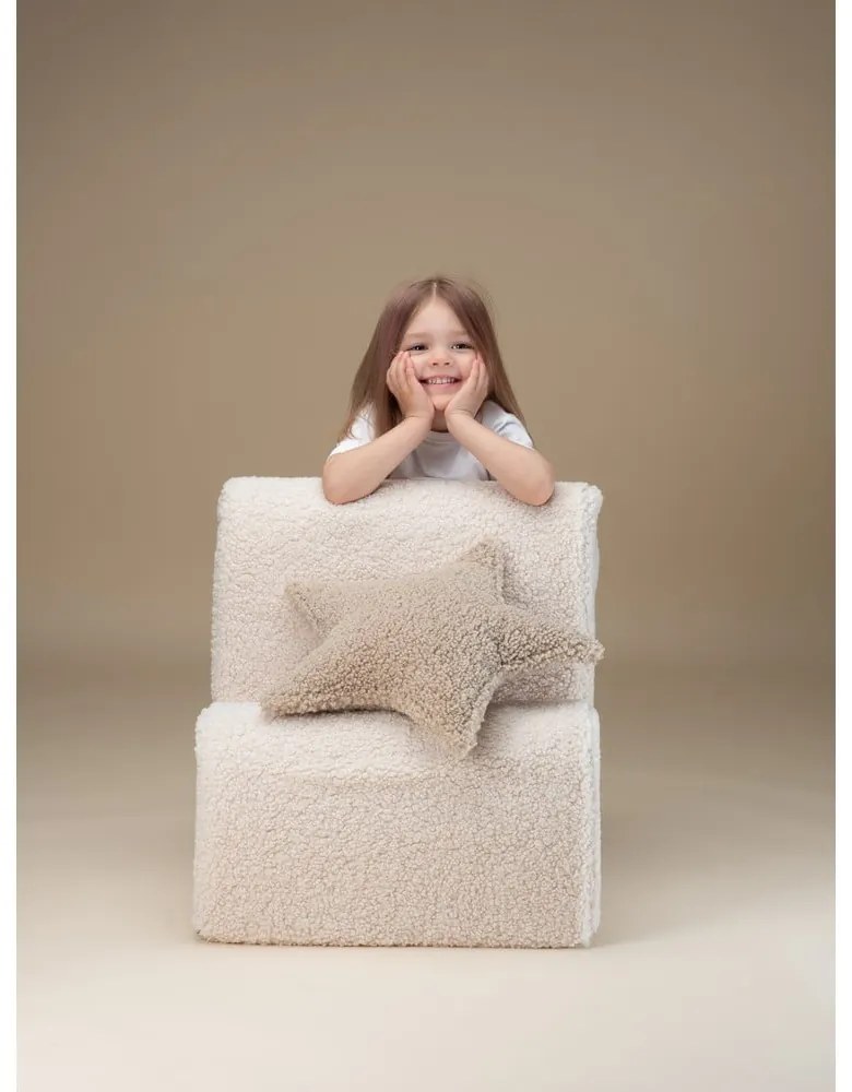 Fotoliu de copii crem cu tapițerie din țesătură bouclé Cloud – Wigiwama
