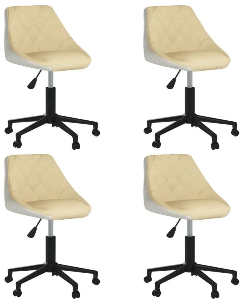 3088981 vidaXL Scaune de bucătărie pivotante 4 buc. crem&alb, piele ecologică