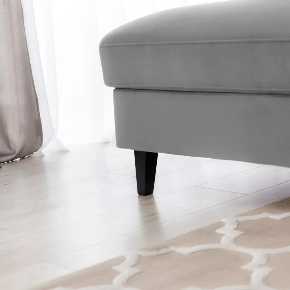 Colțar gri extensibil/cu spațiu de depozitare cu tapițerie din catifea (cu colț pe partea stângă/cu șezlong) Foble – ELTAP