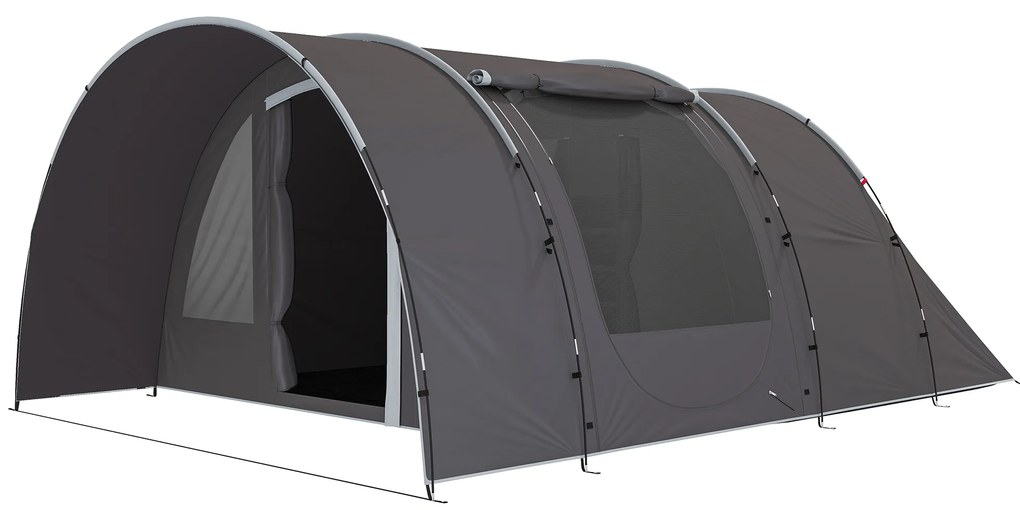 Outsunny Cort de camping cu terasă pentru 4 până la 6 persoane ușor ventilat impermeabil 5 000 mm montare ușoară sac de transport gri | Aosom Romania