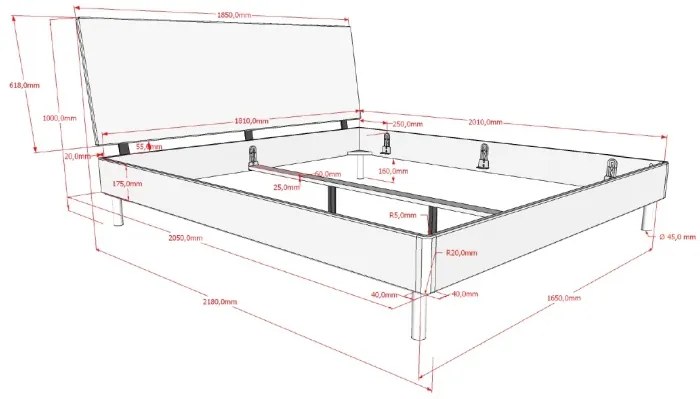 Pat Dublu Forrest Oak, 180x200 cm, din Lemn Masiv de Stejar, Natur – Vipack