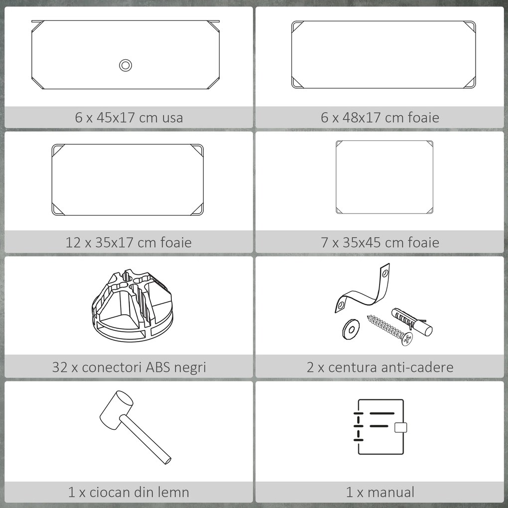 HOMCOM Mobilier pentru incaltaminte modular, 6 cuburi 45x35x17cm din plastic PP si otel, alb | Aosom Romania
