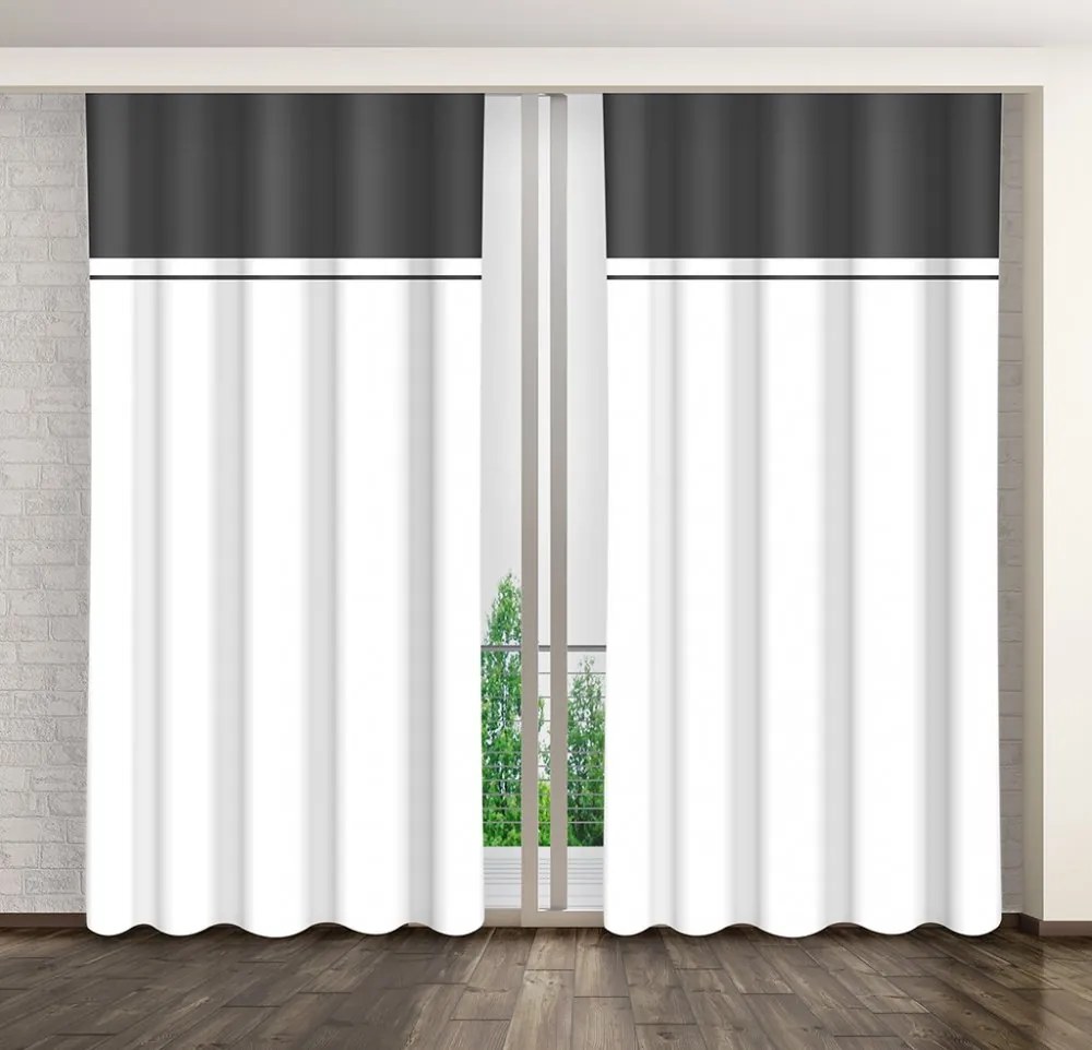 Draperie alb-negru pentru camera de zi Lungime: 250 cm