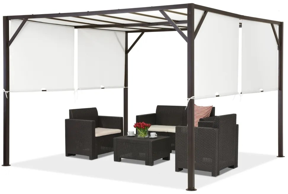 Pergolă grădină Santorini 3 x 3 m maro-alb Garden Point