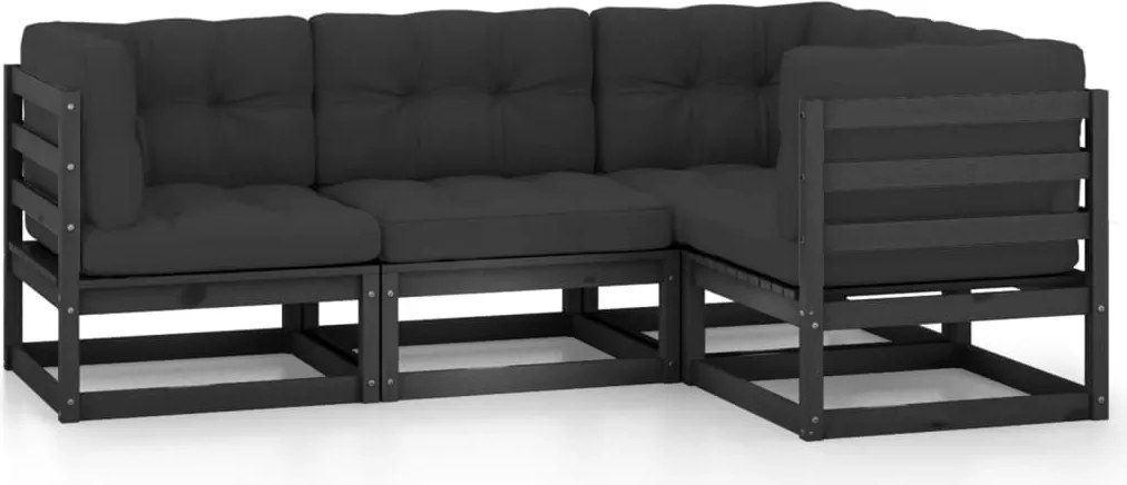 vidaXL Set mobilier de grădină cu perne, 4 piese, lemn masiv de pin
