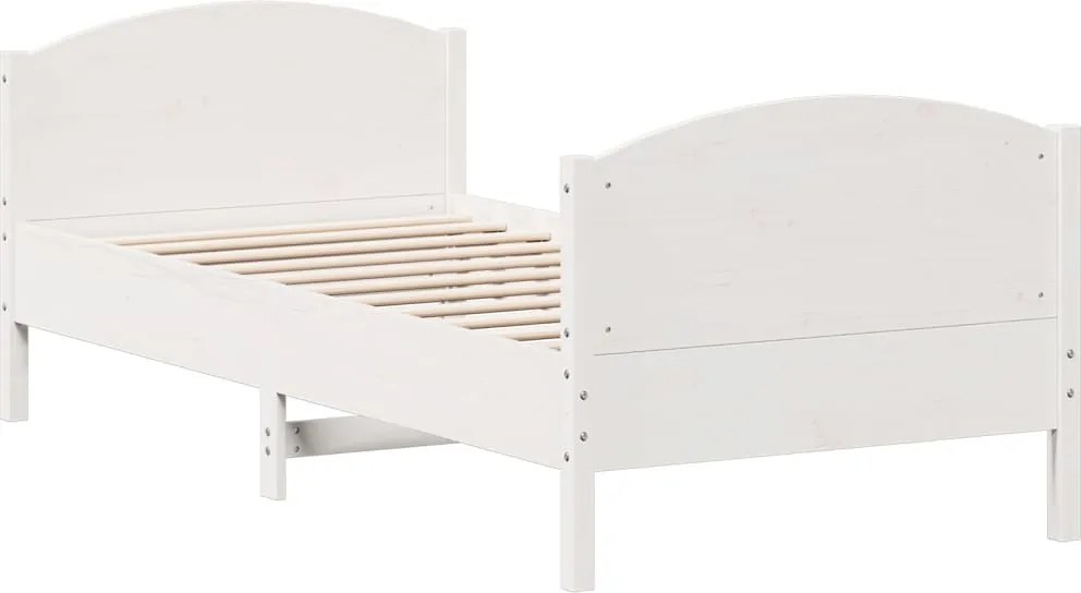 vidaXL Cadru de pat fără saltea, alb, 75x190 cm, lemn masiv de pin