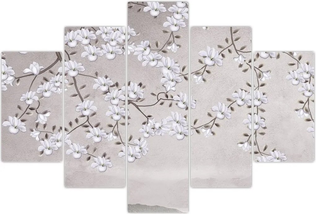 Tablou - Flori într-un peisaj gri (150x105 cm)