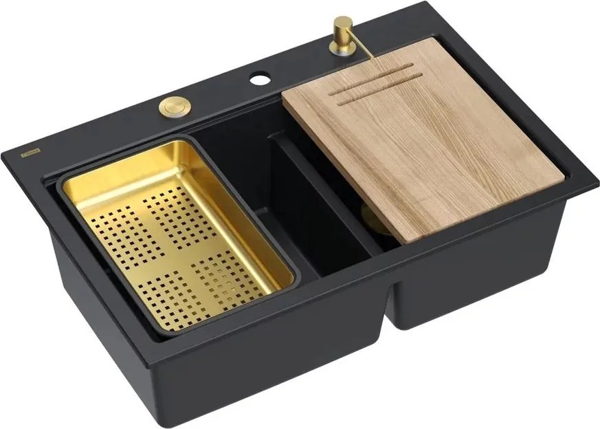 Statie de lucru incastrata Quadron Unique Marc 120 negru - auriu 76x50 cm