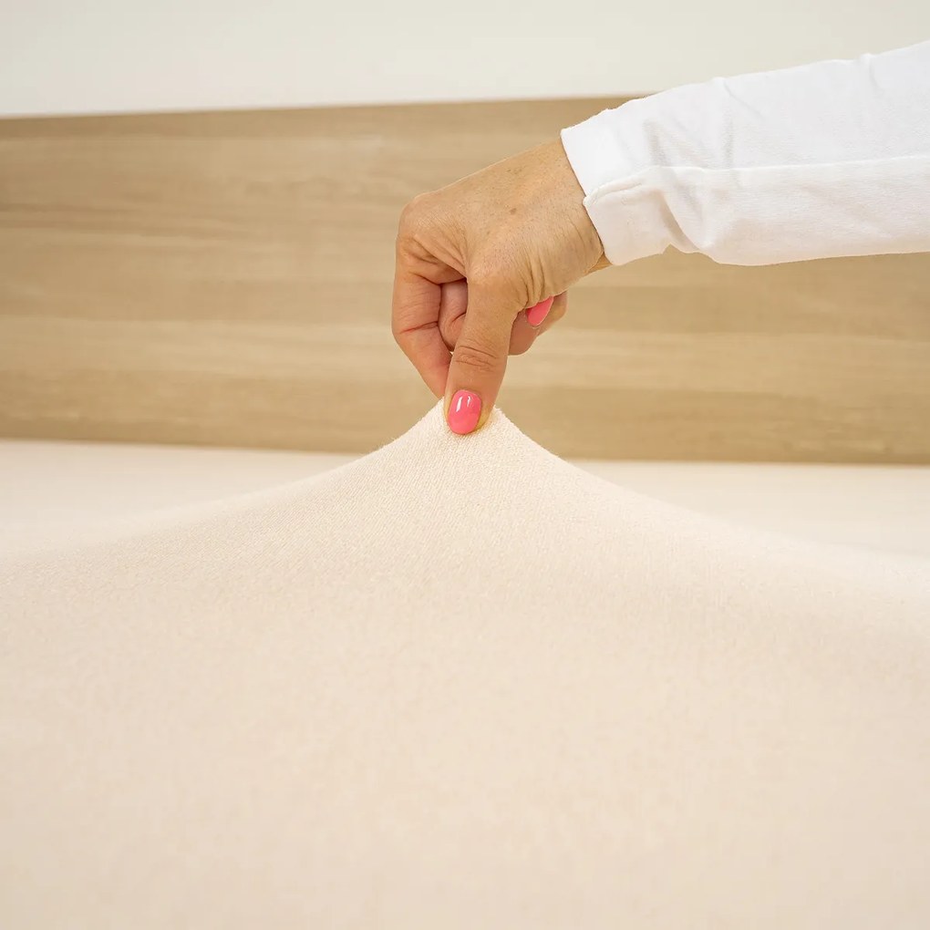 Cearșaf de pat 4Home, din bumbac frotir, bej, 90 x 200 cm