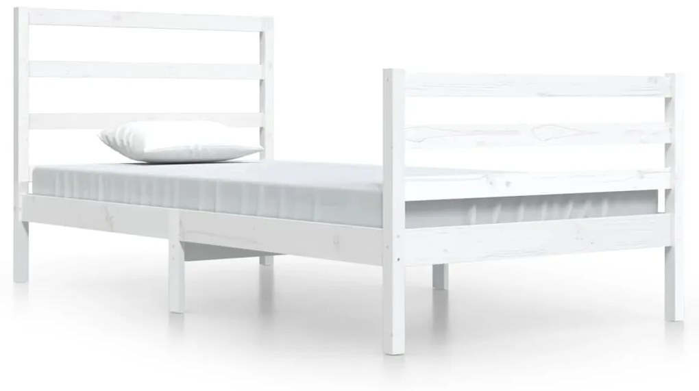 3104997 vidaXL Cadru de pat, alb, 100x200 cm, lemn masiv de pin