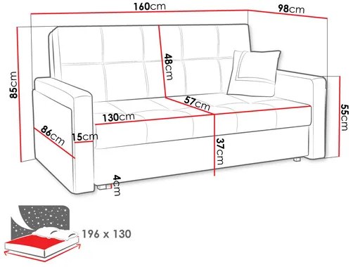 Canapea extensibilă Clovea Mel III (albastru + Gri deschis) (cu sp. depozitare). Promo -17%. 1105499