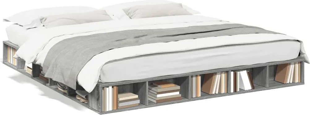 vidaXL Cadru de pat, gri sonoma, 180x200 cm, lemn prelucrat