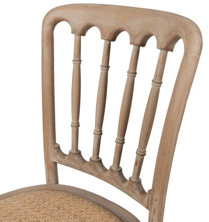 Scaun dining din lemn masiv si rachita, maro, 45x46x92 cm