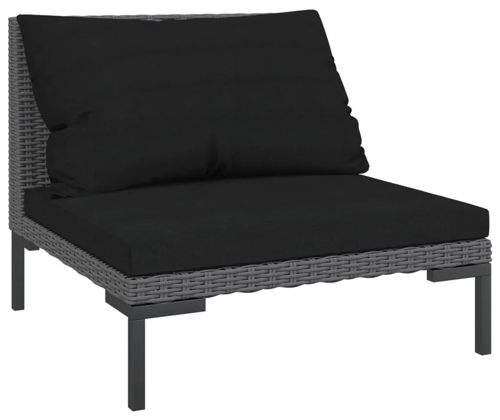 318600 vidaXL Canapea de grădină cu perne semi-rotunde, poliratan