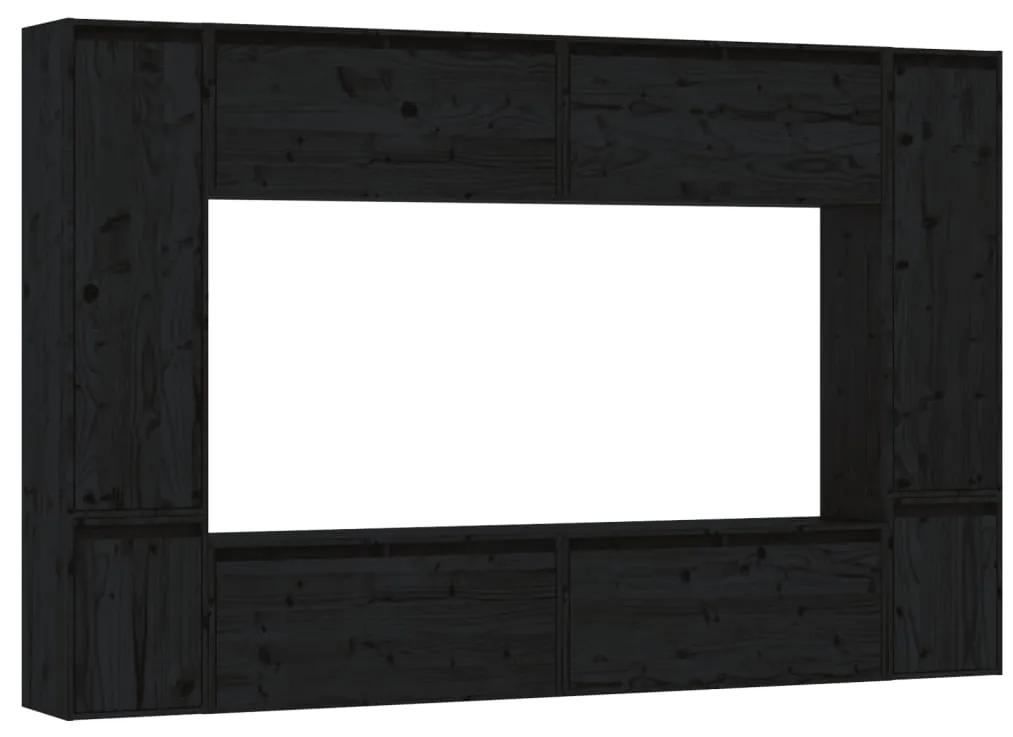 3100198 vidaXL Comode TV, 8 buc., negru, lemn masiv de pin