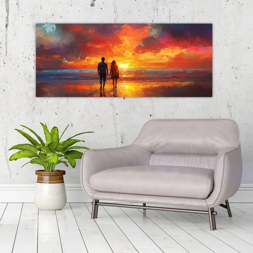 Tablou - Plimbare pe plajă (120x50 cm)