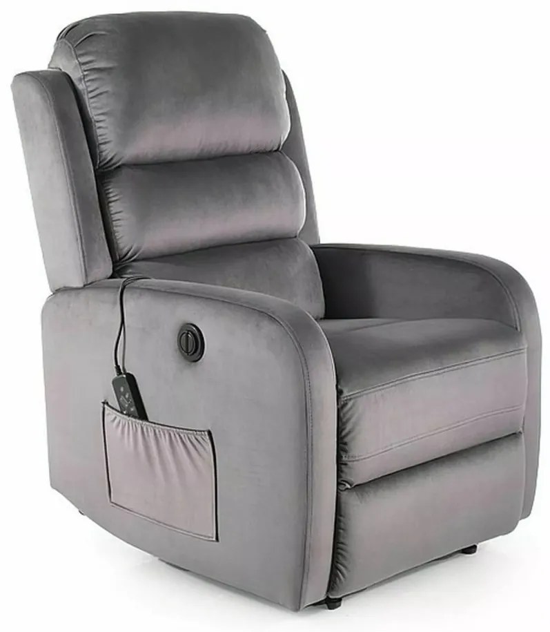 Fotoliu recliner cu functie de masaj Pegaz M velvet gri Blu14