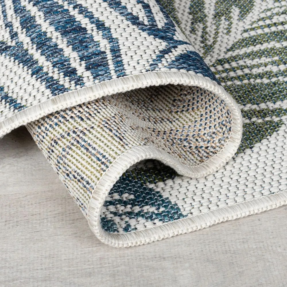 Covor pentru exterior și interior verde/albastru rotund ø 160 cm Bella Leaf – Flair Rugs