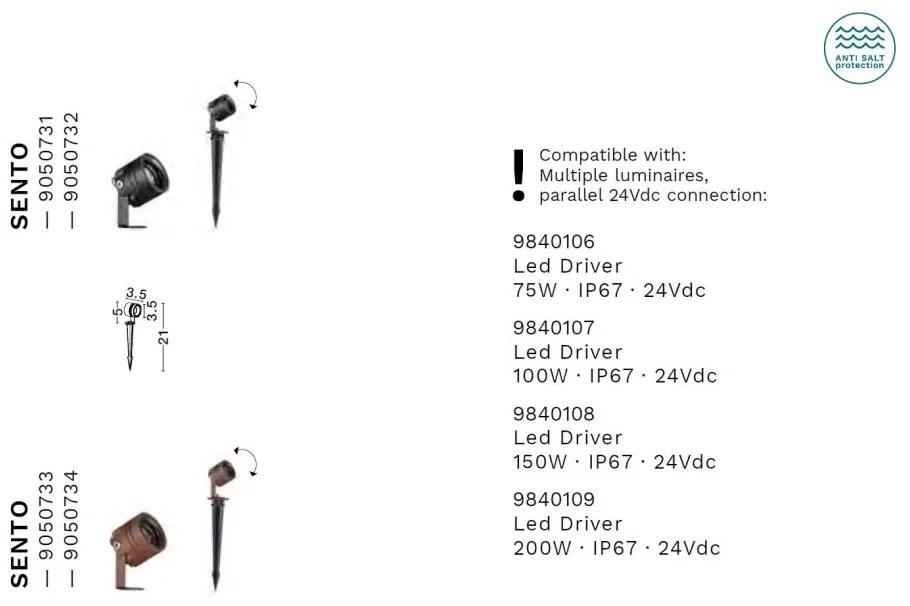 Proiector LED cu Tarus iluminat exterior IP65 SENTO 2700K corten