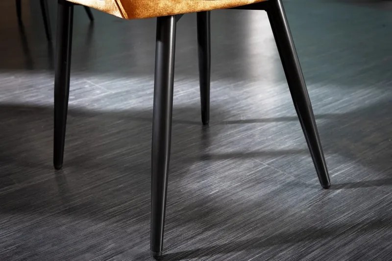 Neînvins Scaun de design Milano catifea galben mustar