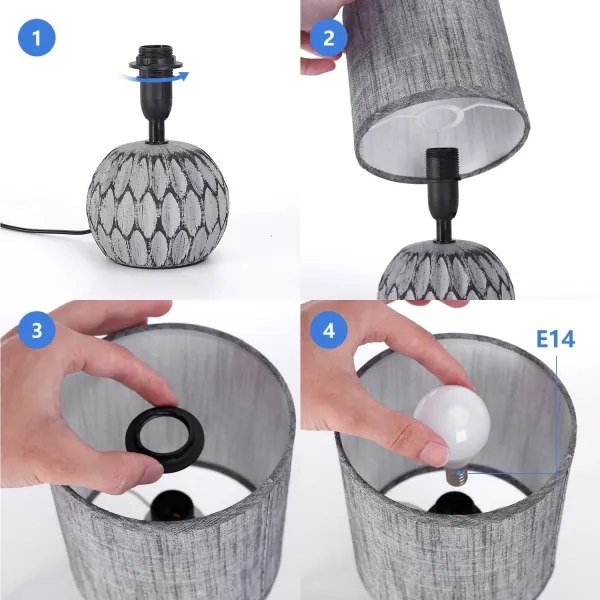 Lampă de masă 1xE14/40W/230V gri Aigostar