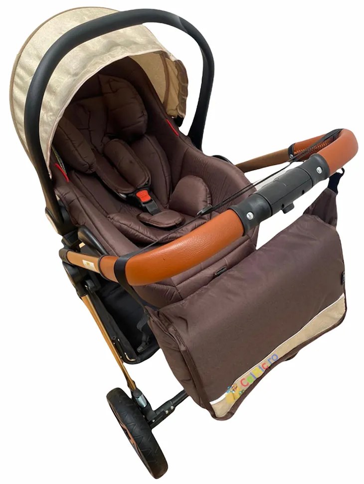 Carucior 3 in 1 transformabil in mod sport cu landou si geanta, 0-36 luni, Crem - CPC-12-crem