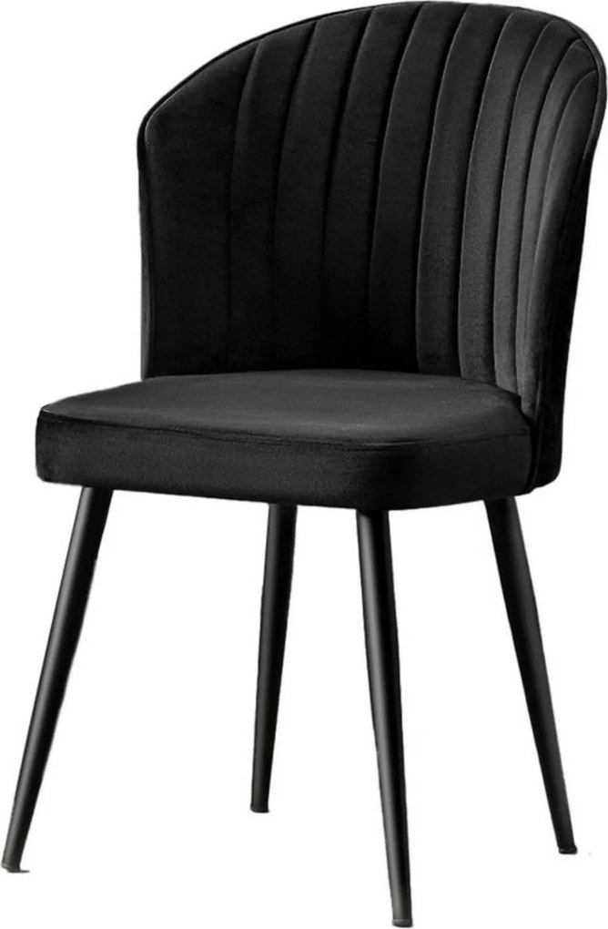 Set 4 scaune RUBI, negru, stofa catifelata/metal, 52x42x85 cm