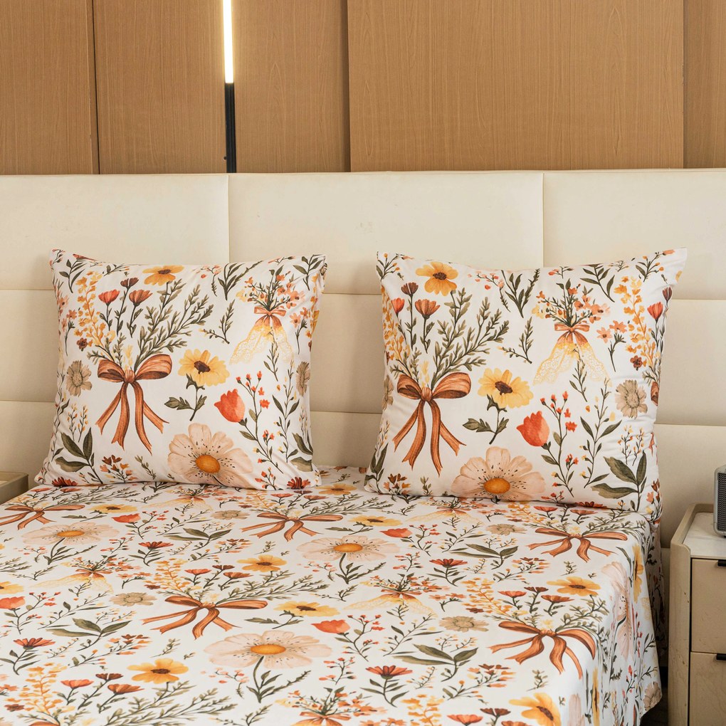 Lenjerie de pat din microfibra FLORAL RIBBON crem Dimensiune lenjerie de pat: 2 buc 70 x 90 cm | 200 x 220 cm