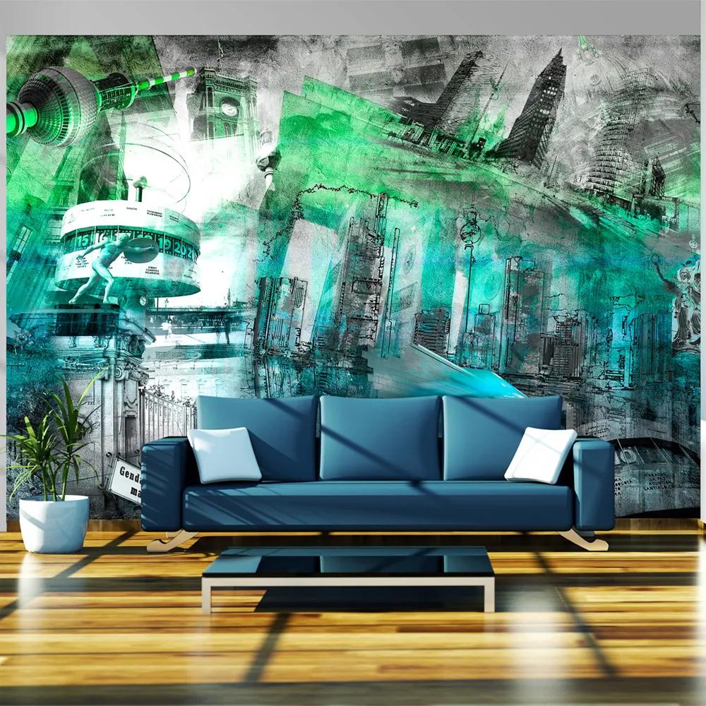 Fototapet Bimago - Berlin - green collage + Adeziv gratuit 350x245 cm
