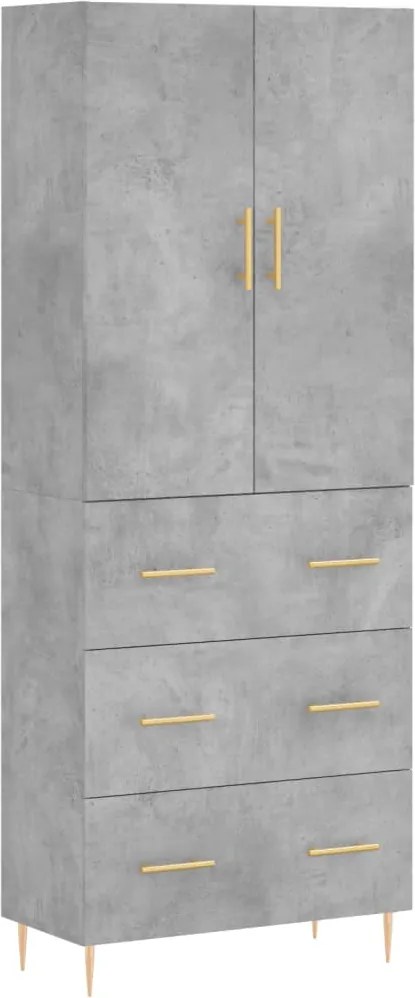 vidaXL Dulap înalt, gri beton, 69,5x34x180, lemn compozit