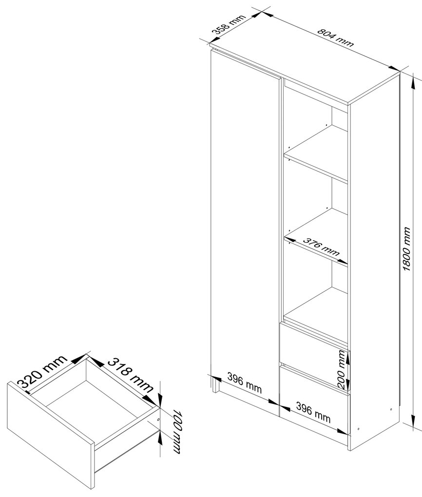 Raft Rehana (Stejar sonoma + Alb). 1069476
