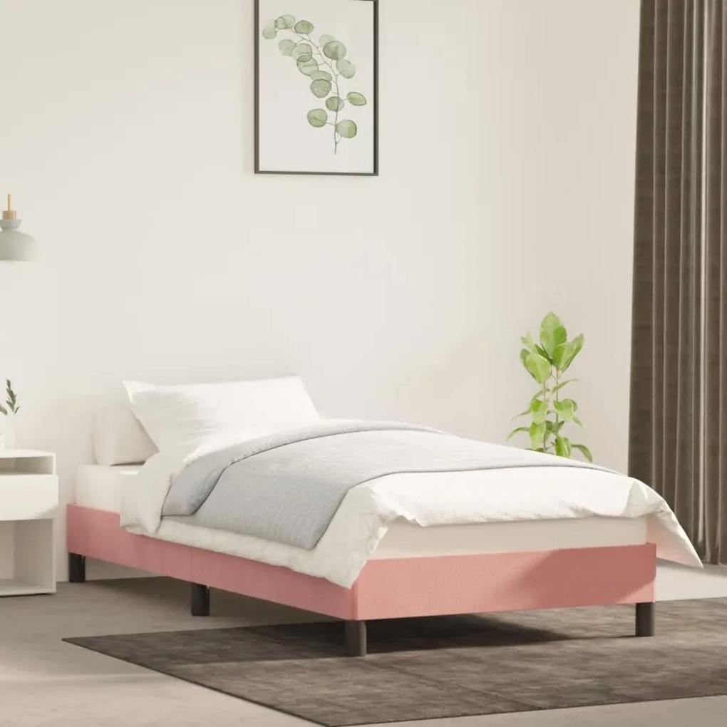 346951 vidaXL Cadru de pat, roz, 90x190 cm, catifea