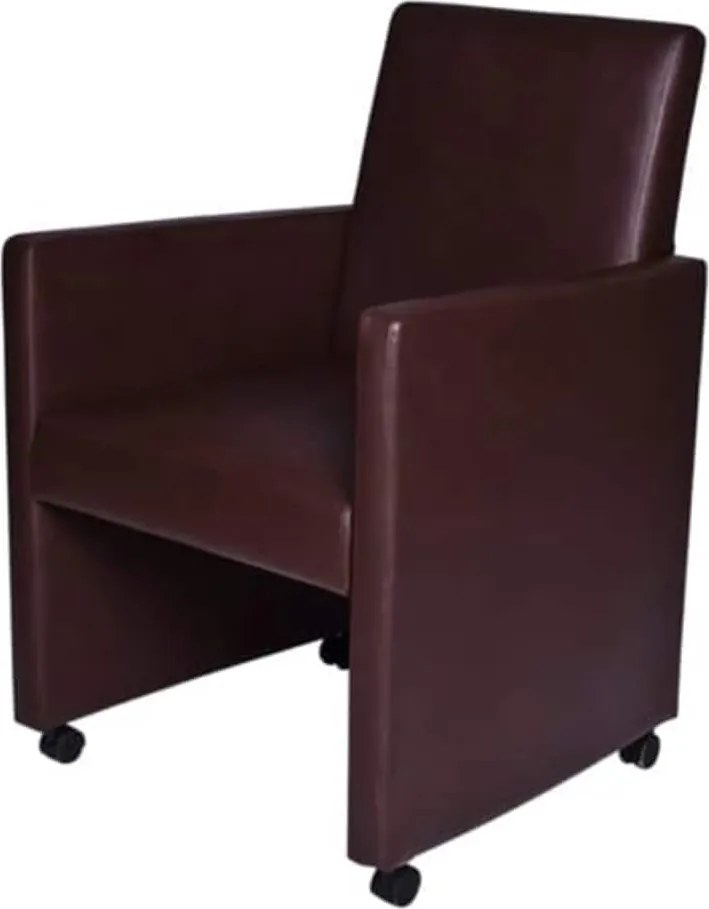 vidaXL Scaune de sufragerie, 2 buc., maro, piele ecologică