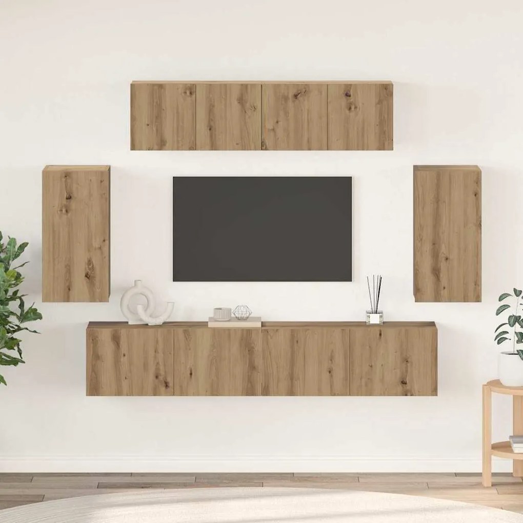 vidaXL Set comodă TV 6 pcs stejar artizanal 200 x 30 x 150 cm