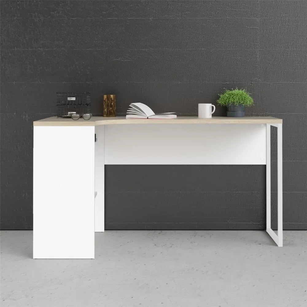 Birou coltar EFREM PLUS cu 2 sertare si blat in decor stejar