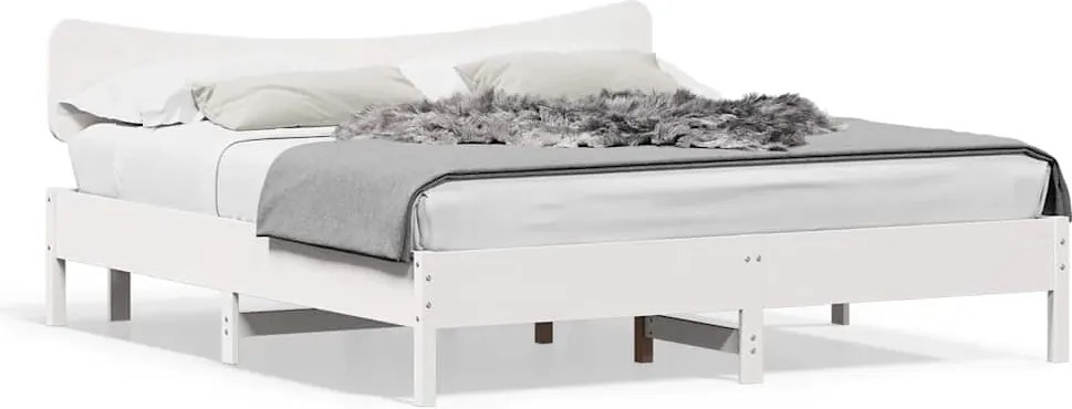 vidaXL Cadru de pat fără saltea, alb, 180x200 cm, lemn masiv pin