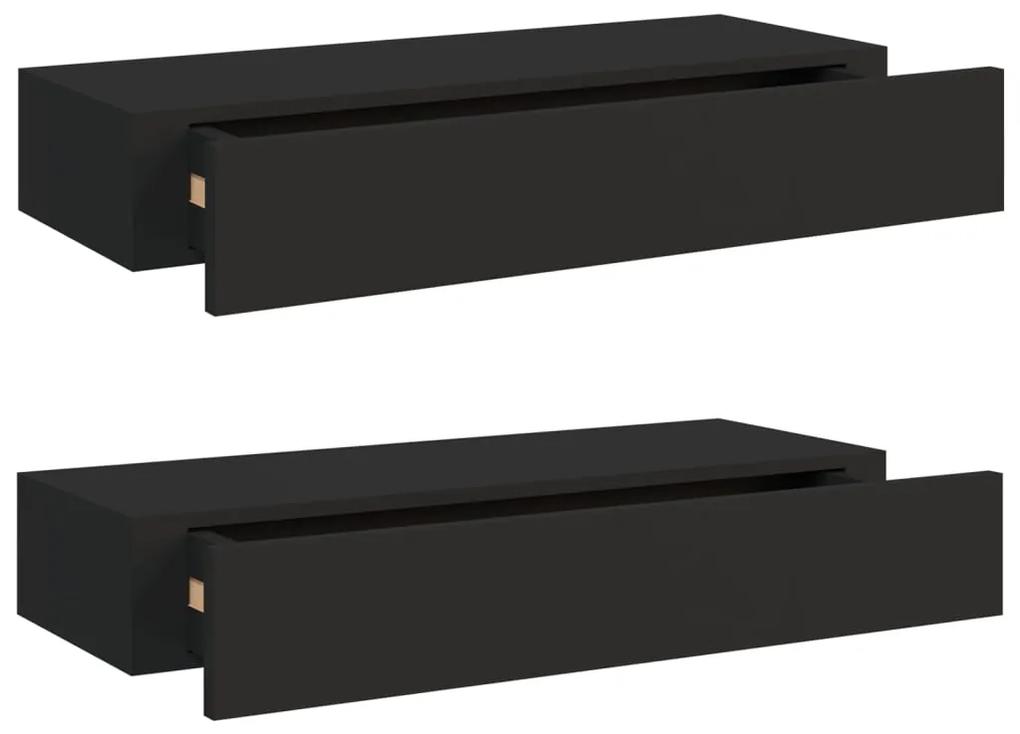 Dulapuri de perete cu sertare 2 buc. negru 60x23,5x10 cm mdf