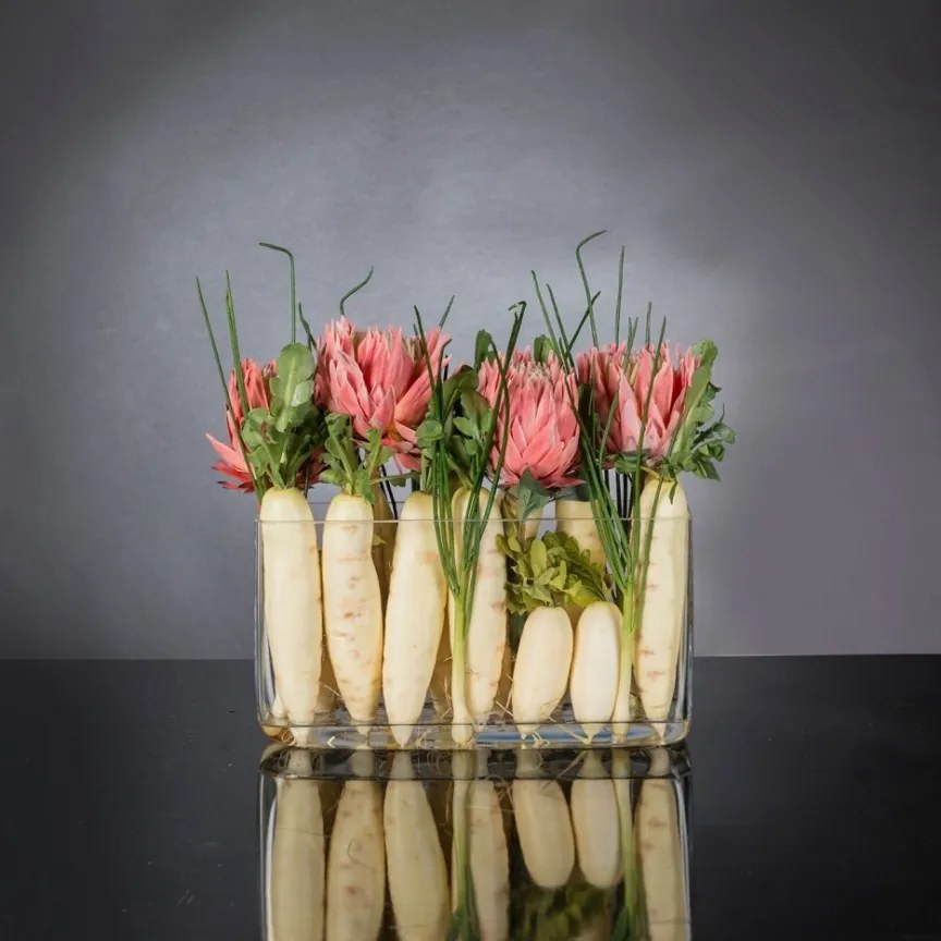 Aranjament floral decor festiv design LUX RECTANGULAR VASE DELFI