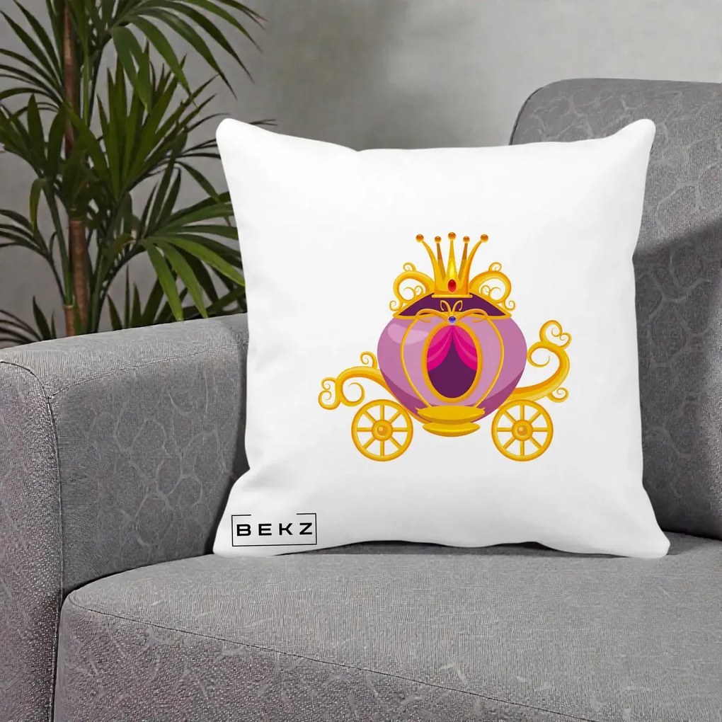 Perna Decorativa Trasura Regala Aurie, 40x40 cm, Alba Mata, Husa Detasabila, Perna Inclusa, BEKZ®