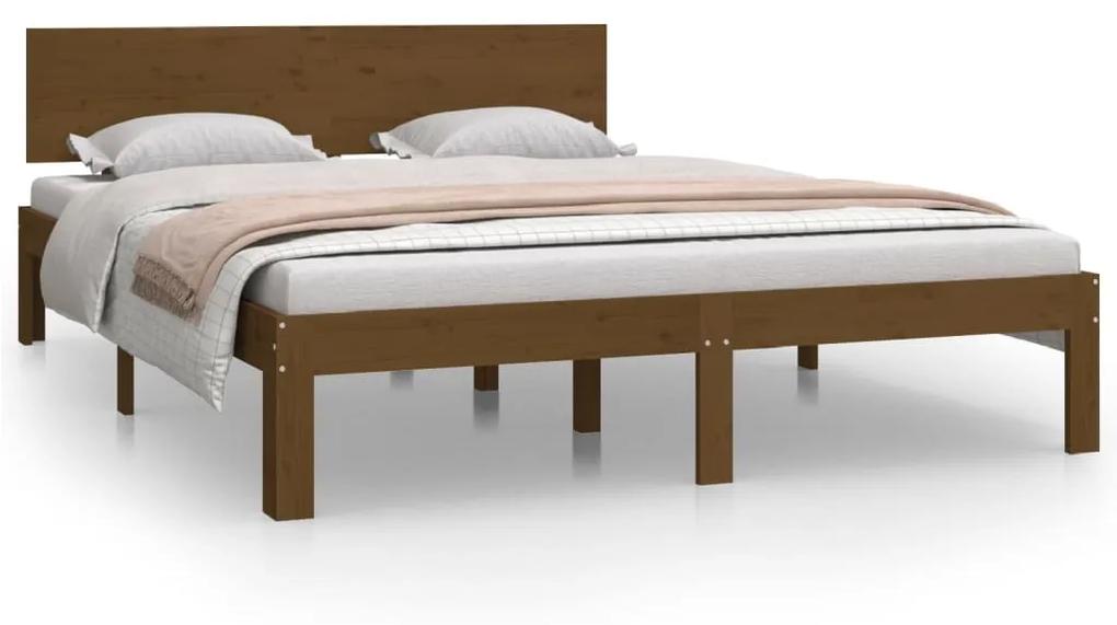 810498 vidaXL Cadru de pat, maro miere, 140x200 cm, lemn masiv de pin