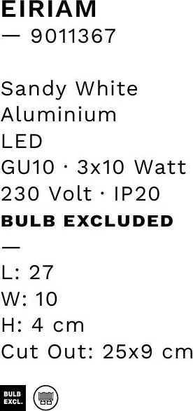 Corp incastrabil cu 3 spoturi directionabile EIRIAM, alb