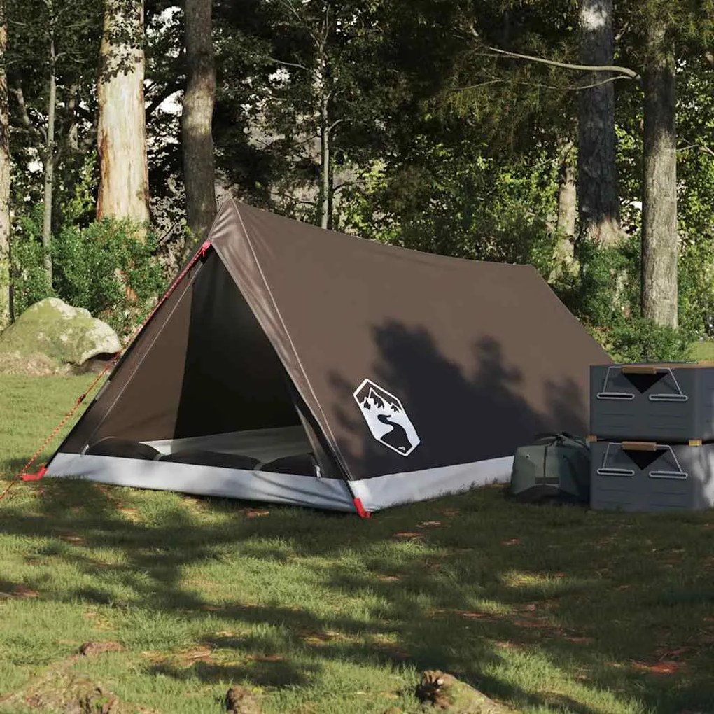 vidaXL Cort de camping pentru 2 persoane, maro, impermeabil