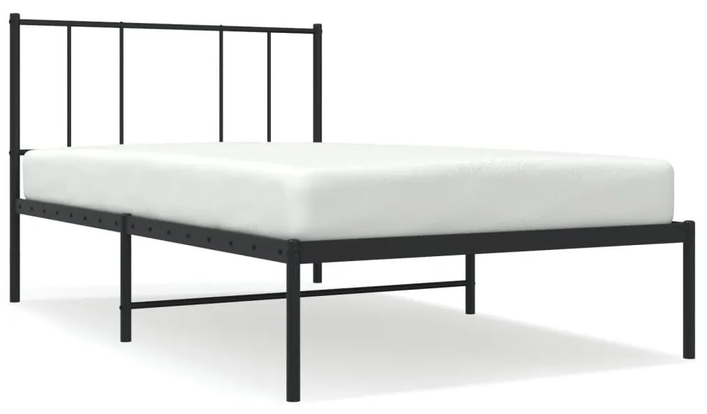352474 vidaXL Cadru de pat metalic cu tăblie, negru, 100x190 cm