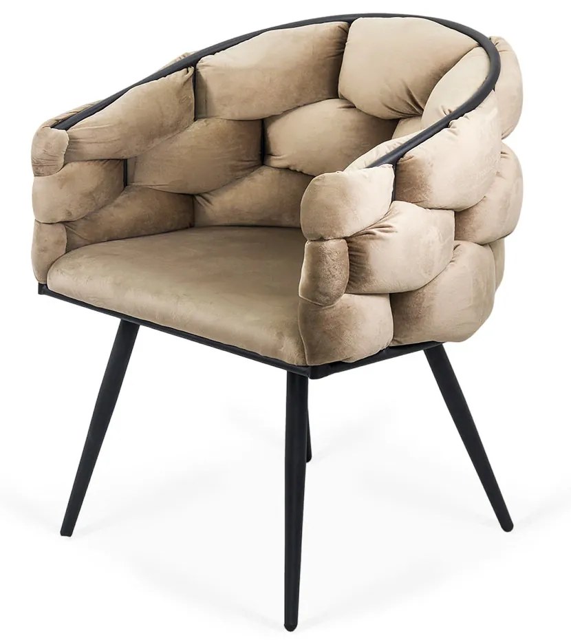 Scaun living modern din catifea si cadru metalic BUC 256 bej